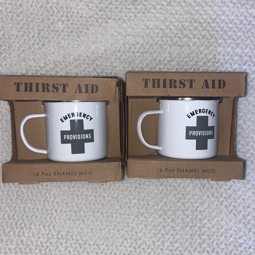 Enamel Mugs-By Thirst Aid- Set of 2-New in Box-16.9 oz.